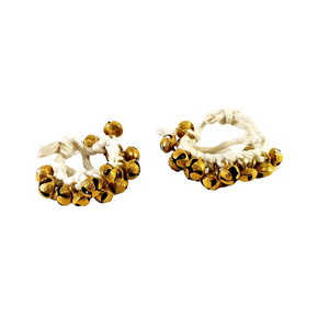 Campanas de latón Ghungroo para danza india tradicional, chapadas en oro, con cuerda de algodón blanco, para el tobillo, para actuaciones de Kathak, 15+15 Telover - Product Image 1