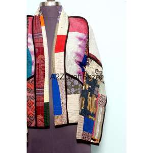 Veste à col roulé boutonnée en coton 100% pur, réversible, respirante, à séchage rapide, tricotée, vintage, faite à la main, écologique, pour femmes, toutes saisons - Product Image 2