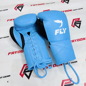 Guantes de Boxeo Fly, Último Modelo, Negros y Dorados, de Cuero Genuino, Precio Económico al por Mayor, con Cordones, para Entrenamiento de Artes Marciales y Sparring - Product Image 5