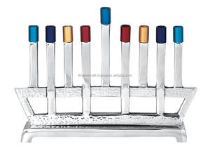 Vente directe d'usine ! Nouveauté Hanukkha Judica, bougeoirs rectangulaires en alliage métallique anodisé multi-bleu, durables, autres - Product Image 5