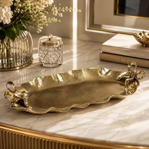 Handmade Serving <b>Storage</b> <b>Tray</b> Luxury Gold Metal Leaf Fruit Bowl Premium Centerpiece Candy Dish Platter Home Decor Gift Basket - Product Image 6