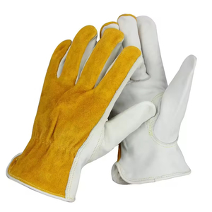 Guantes de Seguridad de Cuero, Resistentes al Desgaste, Blancos y Amarillos, para Actividades al Aire Libre, Unisex, Estilo Pull-On - Product Image 1