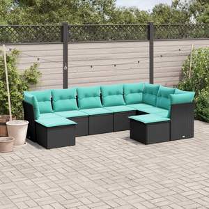 Conjunto de sofás de jardín en negro y azul - Product Image 1