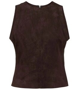 Top de tirantes de gamuza para mujer, tacto suave, sin mangas, chaleco de moda, ropa casual corta, venta al por mayor, suministro OEM personalizado, marca privada - Product Image 6