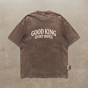 เสื้อยืดโอเวอร์ไซส์ทรงบ็อกซี่สีน้ำตาลสไตล์วินเทจ ผ้าคอตตอนหนานุ่ม พิมพ์ลายพัฟฟ์ สำหรับผู้ชาย แบบเรียบๆ สตรีทแวร์ รับผลิตแบบ OEM พร้อมบริการดรอปชิปปิ้ง - Product Image 2