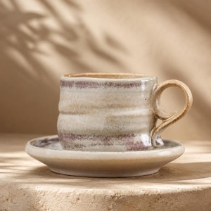Taza de Cerámica Hecha a Mano con Bandeja, Estilo Wabi Sabi, Azul Mate, Ideal para el Té de la Tarde - Product Image 3