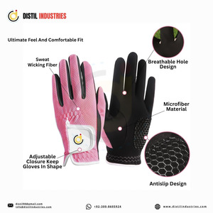 Gants de golf roses unisexes pour la main gauche, antidérapants, en cuir Cabretta, légers, respirants, performance sportive, fermeture à boucle DISTIL - Product Image 5