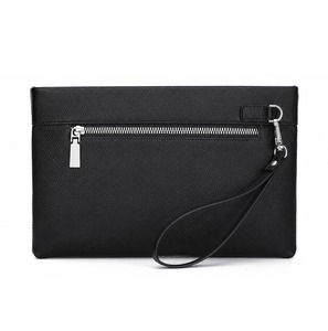 Pochette en cuir pour homme, sac à main d'affaires avec fermeture éclair, pochette avant, sac de luxe à poignée, sacoche de direction, porte-documents - Product Image 1