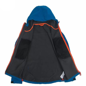 Veste softshell à capuche pour homme, coupe-vent, imperméable, doublée de polaire, pour la randonnée en plein air, bleu marine, bleu royal, logo personnalisé OEM - Product Image 6