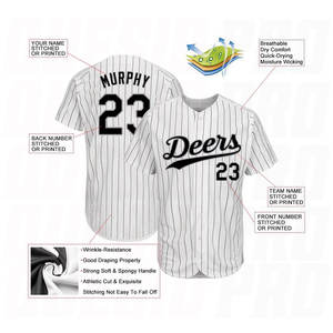 Maillot de baseball personnalisé pour homme, blanc à rayures fines, manches courtes, boutons sur le devant, logo des équipes imprimé, respirant, uniforme adulte - Product Image 3
