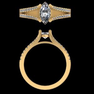 แหวนหมั้นเพชรทรงมาร์คีส์สีเหลืองทองหรูหรา พร้อมวงแหวนแบบแยกส่วนประดับเพชร ดีไซน์ประณีต เหมาะสำหรับเป็นเครื่องประดับเจ้าสาวหรือของขวัญวันครบรอบ - Product Image 2