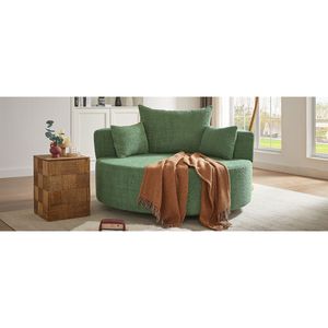 Poltrona Girevole a 360 Gradi con 3 Cuscini Rimovibili, Sedia Rotonda per Soggiorno, Camera da Letto, Ufficio - Product Image 5