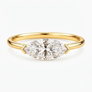 Bague de fiançailles pour femme en or jaune 14K vermeil, coupe marquise, classique, avec moissanite, bijoux personnalisés - Product Image 1