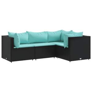 Ensemble de salon de jardin en rotin PE noir 24,8 po x 24,8 po x 22,6 po, mobilier de jardin - Product Image 2