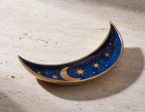 Bandeja Decorativa de Esmalte con Forma de Luna y Cielo Estrellado Dorado Personalizada, Bandeja para Perfumes, Plato para Exhibición de Joyas, Decoración Estética para Habitaciones - Product Image 5