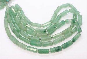 Cuentas facetadas de cuarzo verde fresa natural en forma de tubo de 7x20 mm, cuentas de piedra preciosa de cuarzo verde fresa en forma de tubo para joyería. - Product Image 4