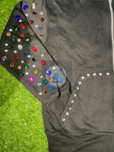 Luxury <b>Rhinestone</b> Zip-Up Hoodie Custom Logo Heavyweight Streetwear Hoodie with Crystal Studs Unisex Hip Hop Y2K Oversized <b>Jacket</b> - Product Image 5