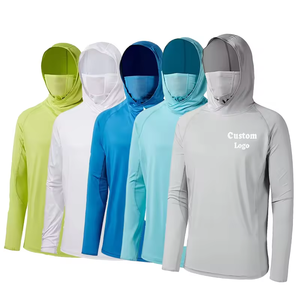 Camisas de Pesca Personalizadas al por Mayor para Hombre, Manga Larga, con Máscara Facial, Sublimadas, Protección UV UPF 50, Secado Rápido, Sudadera con Capucha para Pesca - Product Image 1