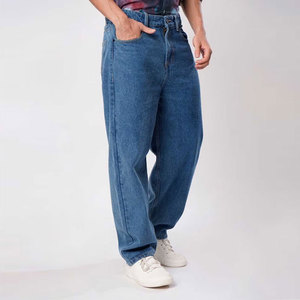 Men's High Waist Straight Leg Stonewashed Denim Jeans Casual Cotton Pants Breathable Midweight Canvas Fit <b>White</b> Sneakers Style - Product Image 3