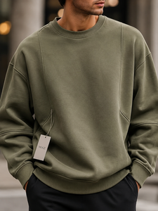 MIAZ Men's <b>Black</b> Crew Neck <b>Sweatshirt</b> Regular Fit Minimalist Casual Pullover Knitted Cotton Winter Wear Anti-shrink Quick Dry - Product Image 3