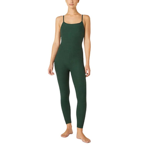 Women's Yoga Fitness Breathable Spandex/Nylon Zip Bodysuit <b>with</b> Sleeveless V-neck and Double Layer Straps Short Active <b>Jumpsuit</b> - Product Image 2