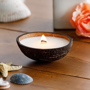 Natural coconut wax <b>candle</b> <b>cheap</b> cost coco shell bowl <b>candles</b> boho rustic table centerpiece - Product Image 4