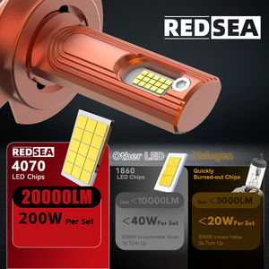 Redsea R35 Car <strong>Led</strong> Headlight 200W 20000lm H13 H3 H4 H11 9005 H7 <strong>Led</strong> Headlamp 6500K 12V Csp4070 15 Cores Car Headlight Bulb - Product Image 2