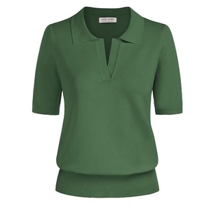 Haut de sport décontracté pour femme, vert, à manches courtes, couleur unie, respirant, en jersey compressé, séchage rapide, tricoté - Product Image 2
