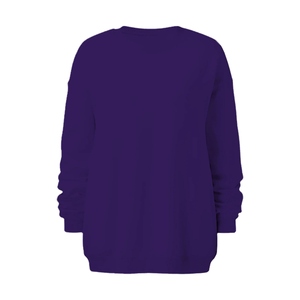 เสื้อสเวตเชิ้ตโอเวอร์ไซส์สีม่วงล้วนสำหรับผู้หญิง แขนยาว คอทรงโอ ผ้าถักเนื้อฝ้าย ดีไซน์ไม่สมมาตร ระบายอากาศได้ดี เหมาะสำหรับฤดูใบไม้ร่วง - Product Image 2