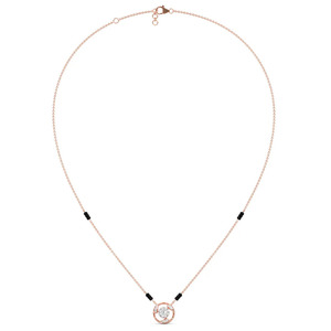 Collier chaîne en or rose avec mangalsutra ajouré circulaire et accent diamant - Product Image 2