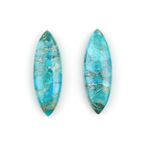 Fourniture en gros Mohave Arizona Turquoise 10x30mm Long Marquise Cabochon à dos plat en vrac pour la fabrication de bijoux - Product Image 1