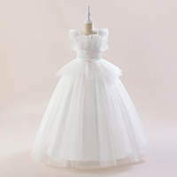 Robe de Princesse Blanche Neuve de Haute Qualité pour Filles de 1 à 12 Ans, Élégante Robe de Bal en Tulle Superposé, Longueur Ras du Sol, Respirante et à Volants