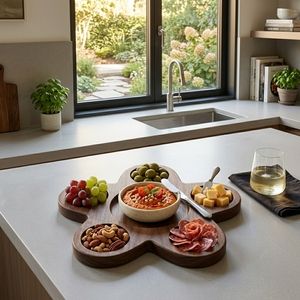 Plateau de service en bois de teck massif de qualité alimentaire, fait main, naturel, pour assaisonnements, ustensile de cuisine, accessoire de présentation - Product Image 2