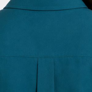 Ensemble Blouse et Jupe Longue Brodé Personnalisé pour Femme, Teal et Beige, Manches Longues, Boutonné, Taille Haute, Tenue Modeste Deux Pièces OEM - Product Image 5