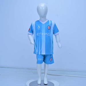 Conjunto de Camiseta de Fútbol para Niños del Melbourne City FC, Azul a Rayas, Cuello en V, Manga Corta, Uniforme Transpirable de Poliéster para Niños con OEM ODM - Product Image 1