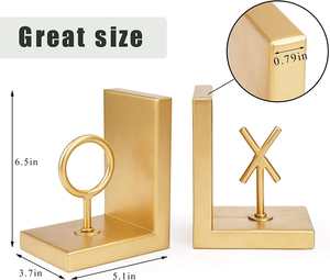 Sujetalibros de Metal Dorado, Resistentes, Decorativos y Modernos, con Base Antideslizante, Elegantes Soportes para Libros para Estantes, Oficina y Hogar - Product Image 3