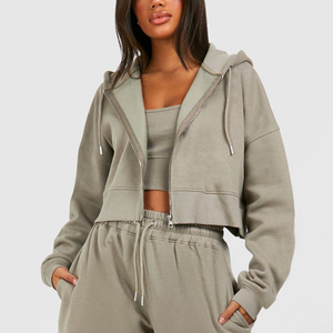 Hoodies courts surdimensionnés pour femmes, vente en gros, sur mesure, à manches longues, pour adultes et jeunes filles - Product Image 3