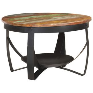 Modern Industrial Wood Coffee <b>Table</b> With Black <b>Iron</b> Frame Handmade Living Room Furniture - Product Image 3