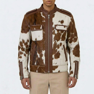 Colección de Invierno, Chaqueta de Cuero Vacuno para Hombre, Suministro al por Mayor, Precio de Fábrica, Chaqueta de Cuero Vacuno Genuino de Color Sólido - Product Image 1