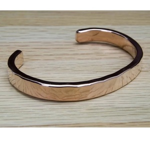 Factory Direct Copper Jewelry Customizable Textured <b>Bangle</b> Pure Copper Magnetic Therapy Hammered Cuff Bracelet - Product Image 1