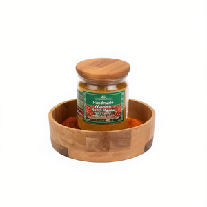Handmade Wooden Roti Box with Masala Spice Container Traditional Indian Chapati Serving Bread <b>Storage</b> <b>Kitchen</b> Container - Product Image 2