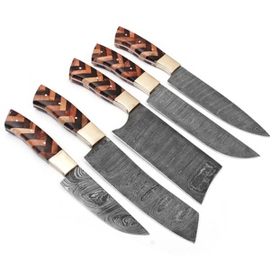 Viking Art Handmade 67-Layer Damascus <b>Sharp</b> Durable Straight Edge 5-Piece Kitchen <b>Knife</b> <b>Set</b> Wooden Ambidextrous Handles - Product Image 6