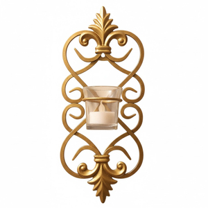 Juego de 2 apliques de pared de metal dorado antiguo, los más vendidos, decoraciones de pared, apliques de pared colgantes, en oferta - Product Image 1