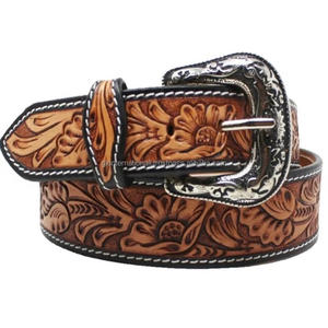 Western Leather Tooling <b>Belt</b> for Men and <b>Women</b> Hand Carved Leaf Embossed Custom Made Tooled Leather <b>Belt</b> for Unisex - Product Image 1