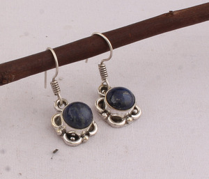 Natural Lapis Lazuli <b>Earring</b> <b>Solid</b> 925 Sterling <b>Silver</b> Handmade Vintage Luxury Drop <b>Earrings</b> for Wedding Anniversary Gift Party - Product Image 2