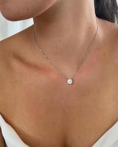 Collar con Colgante de Diamante Cultivado en Laboratorio, Corte Redondo, de Lujo, Oro Sólido de 14k/18k, Platino, Certificado IGI, Cadena Solitaria, Venta al Por Mayor - Product Image 1