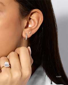 Custom Emerald Cut Lab Grown Diamonds Solitaire <b>Hoop</b> <b>Earrings</b> 14K <b>Solid</b> Gold Dainty Sparkling Chunky Huggies Multi-Carat Options - Product Image 6