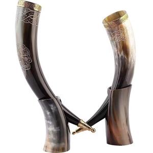 Viking Mead Drinking Horn with Leather Strap and Holder StandNatural and Organic Products Wholesale Price Excellent Quality - Product Image 1