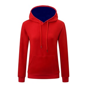 Sudadera con Capucha Roja para Mujer, OEM ODM, de Algodón y Felpa, con Bolsillo Canguro, Ropa Casual de Invierno - Product Image 2