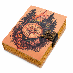 Diario de Viaje Personalizado, Hecho a Mano, con Cubierta de Cuero, Brújula de Aventura Impresa y Grabada, Cuaderno de Viaje Vintage, Libro de Bocetos, Personalizable para Exploradores - Product Image 2